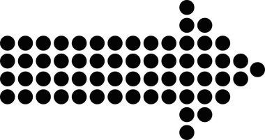 Sağı gösteren ve siyah noktalarla tasarlanmış bir okun vektör çizimi