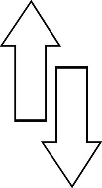 Siyah ve beyaz okların vektör çizimi, yukarı ve aşağı