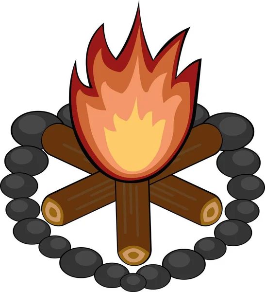 Vector Illustration Campfire Stones — Stockvektor