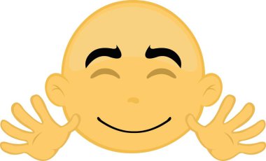 Kel, sarı çizgi film karakteri, mutlu bir ifadeye sahip ve elleriyle el sallayan bir yüz çizimi.