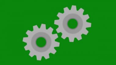 Yeşil krom anahtar arka planında hareket eden dişlilerin döngü animasyonu