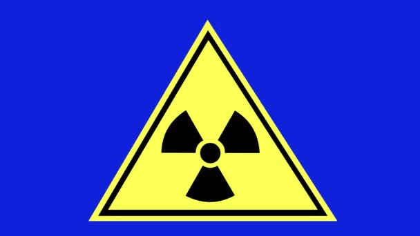 Loop Animation Radioactive Risk Symbol Blue Chroma Key Background — Stock video