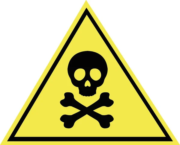 Dikkat, toksik, tehlikeli ve ölüm sinyalleri veren bir kafatası ile sembolün vektör çizimi