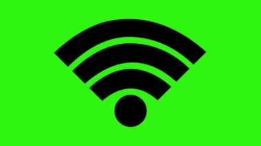 Loop animation of wifi connection icon or symbol, on a green chroma key background