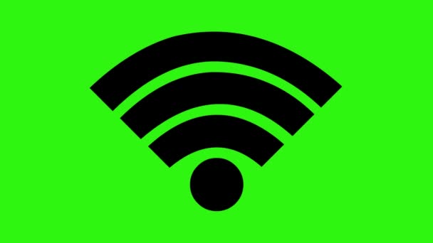 Loop Animation Wifi Connection Icon Symbol Green Chroma Key Background — 비디오