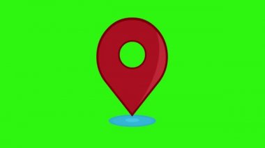 Yeşil renkli anahtar arkaplan üzerindeki GPS (küresel konumlandırma sistemi) simgesinin döngü canlandırması