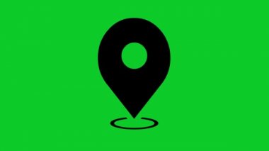 gps icon loop animation, on a green chroma key background