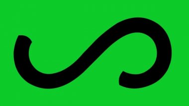 Loop animation of the black silhouette of the infinity symbol, on a green chroma key background