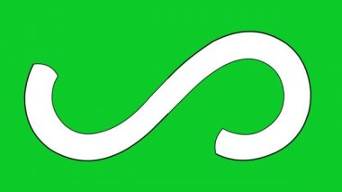 Loop animation of the infinity symbol in black and white, on a green chroma key background