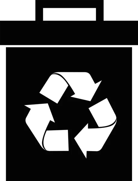リサイクルシンボル付きブラックカラービンアイコンのベクトルイラスト — ストックベクタ