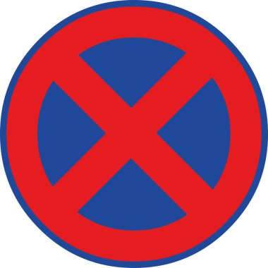 Trafik işaretinin vektör illüstrasyonu, durdurulup park edilmesi yasak