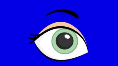 Mavi krom anahtar arka planda yanıp sönen yeşil bir kadın gözünün canlandırması