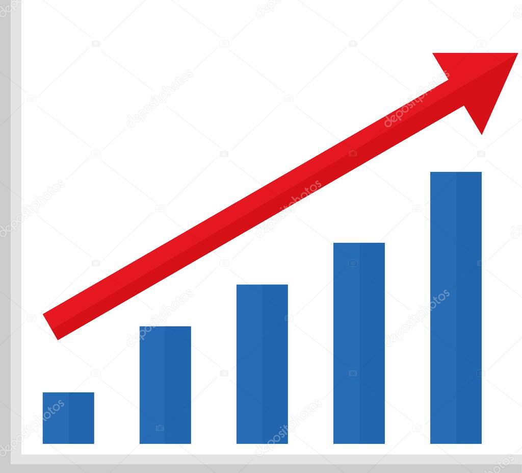 Vector illustration of rising bar graph