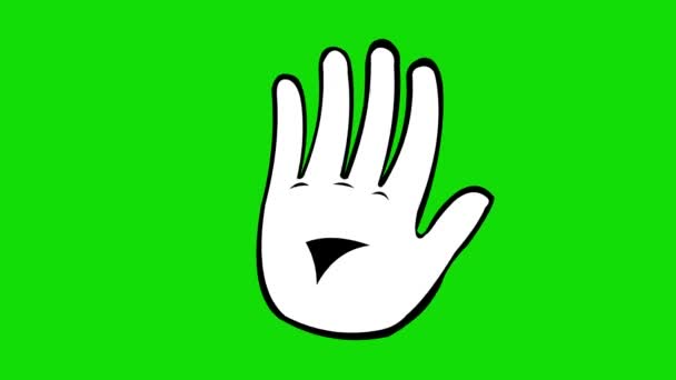 Loop Animation Waving Hand Drawn Black White Green Chroma Key — Stock Video