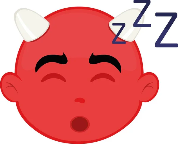 Illustrazione Vettoriale Del Volto Piccolo Diavolo Che Dorme — Vettoriale Stock