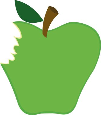 Isırılmış yeşil bir elmanın vektör çizimi