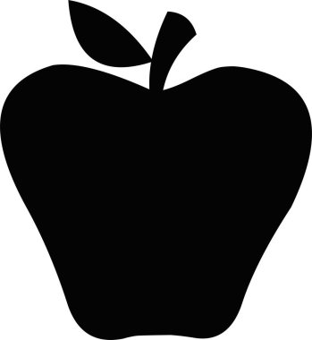 Bir elmanın siyah siluetinin vektör çizimi