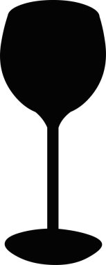 Bir kadeh şarabın siyah siluetinin vektör çizimi