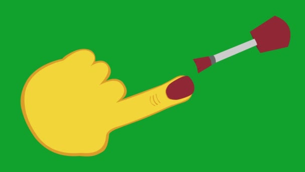 Animación Lazo Una Mano Amarilla Pintando Las Uñas Del Dedo — Vídeo de stock