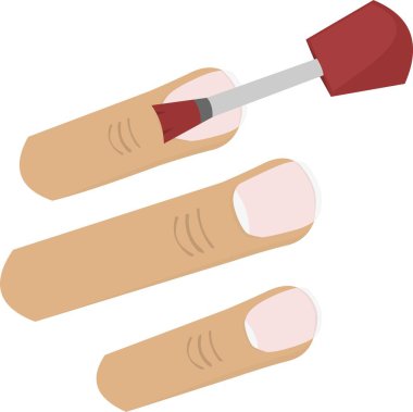 Elin, tırnak cilasıyla ojelerini boyayan parmaklarının vektör çizimi