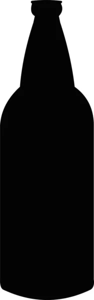 Vektorillustration Der Schwarzen Silhouette Einer Bierflasche — Stockvektor
