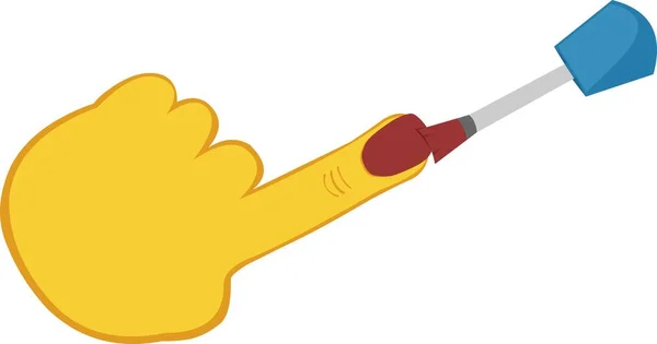 Sarı Bir Elin Vektör Çizimi Tırnak Tırnağını Tırnak Iziyle Boyuyor — Stok Vektör