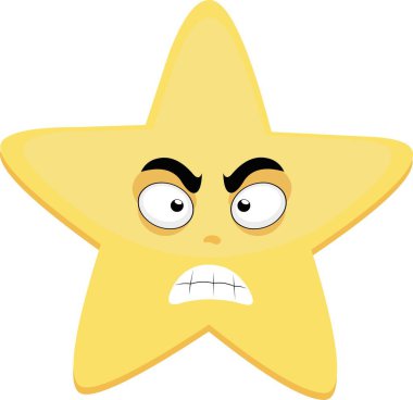 Kızgın bir ifadeyle bir çizgi film yıldızının vektör karakter çizimi