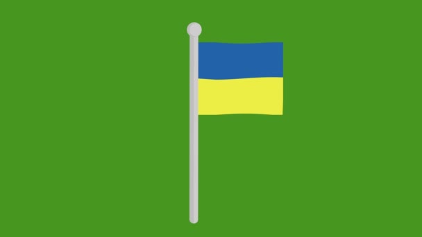 Animation Boucle Drapeau Ukrainien Agitant Mât Drapeau Sur Backgroun Clé — Video