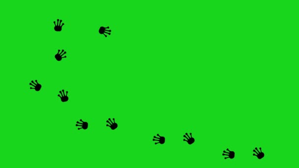 蛤蟆或爬行动物腿的黑色轮廓的循环动画 在绿色的彩色键背景上 — 图库视频影像