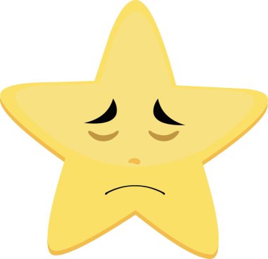 Hüzünlü bir ifadeyle bir yıldızın vektör çizgi film karakteri çizimi