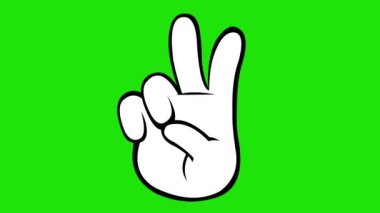 Sevgi ve barışın klasik jestini yapan bir elin animasyon döngüsü ya da siyah beyaz çizilmiş zafer. Yeşil tuş renk arkaplanında