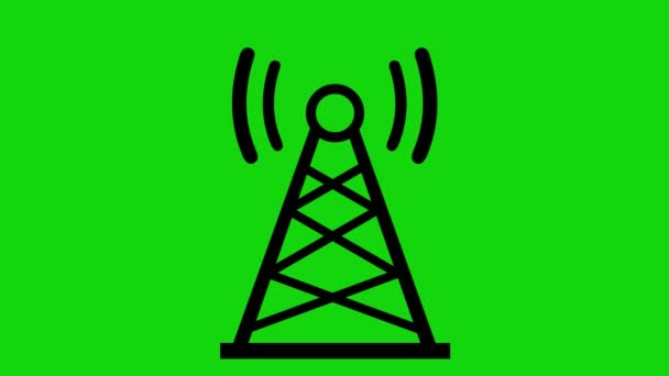 Loop-Animation des Radioantennenwellen-Symbols auf grünem Hintergrund