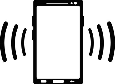 Dalga şekilleriyle titreşen cep telefonu simgesinin vektör illüstrasyonu
