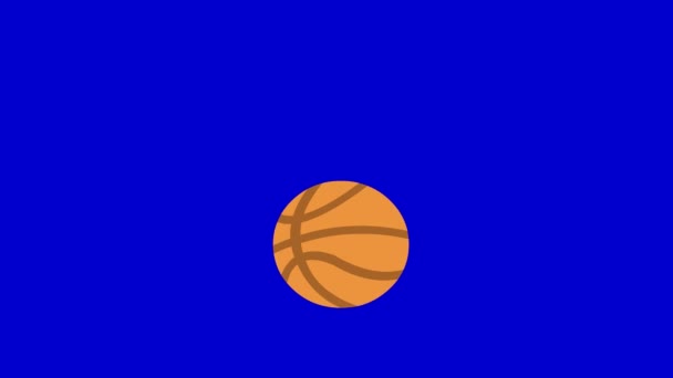 Видео Цикл Анимации Прыгающего Баскетбола Голубом Фоне Хрома Ключ — стоковое видео