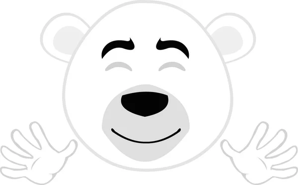 Ilustração Vetorial Rosto Urso Polar Desenho Animado Acenando Com Mãos — Vetor de Stock