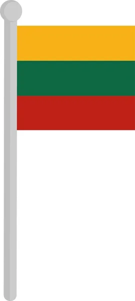 Векторная Иллюстрация Флага Литвы Флагштоке — стоковый вектор