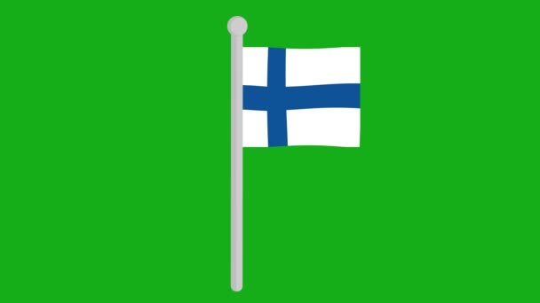 Animación Bandera Finlandia Ondeando Sobre Asta Bandera Sobre Fondo Croma — Vídeos de Stock