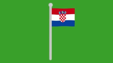 Danimarka Czech Cumhuriyeti bayrağının yeşil renkli bir arka planda bayrak direğinde dalgalanmasının canlandırılması