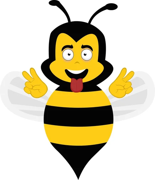 Vector Illustration Nice Cartoon Bee His Tongue Out Making Classic — Stock Vector