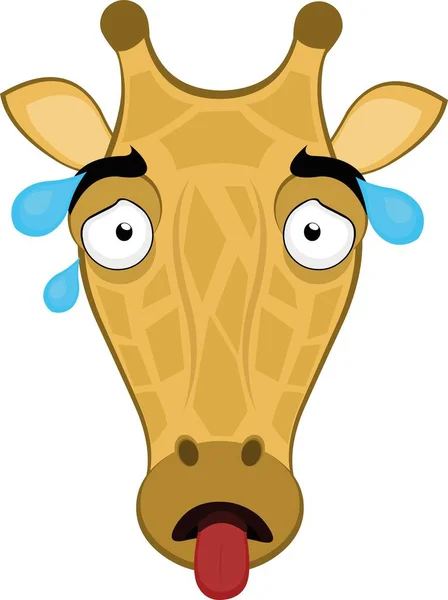 Illustration Vectorielle Visage Une Girafe Dessin Animé Épuisée — Image vectorielle