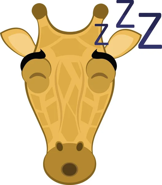 Illustrazione Vettoriale Del Volto Una Giraffa Dei Cartoni Animati Addormentata — Vettoriale Stock