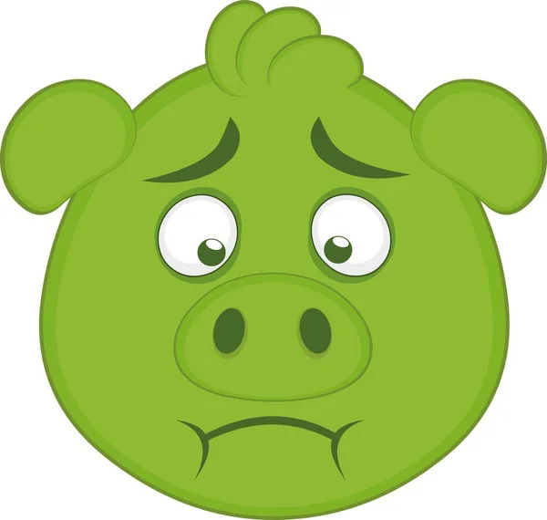 Illustration Vectorielle Visage Cochon Dessin Animé Avec Une Couleur Verte — Image vectorielle