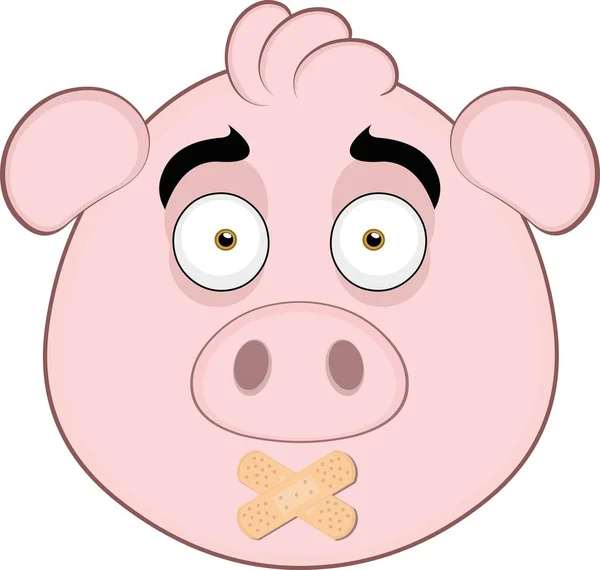Illustration Vectorielle Visage Cochon Dessin Animé Avec Des Bandes Adhésives — Image vectorielle
