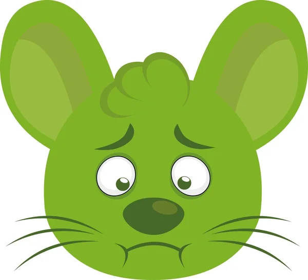 Vector Illustration Cartoon Mouse Face Green Color Nausea — стоковый вектор