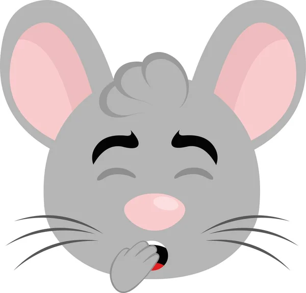 Vektorová Ilustrace Zívající Kreslené Myši Hlodavec Tvář — Stockový vektor