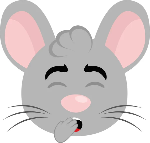 Vector Illustration Yawning Cartoon Mouse Rodent Face — Stock Vector