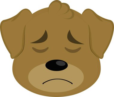 Hüzünlü bir ifadeyle çizgi film köpeğinin yüzünün vektör çizimi