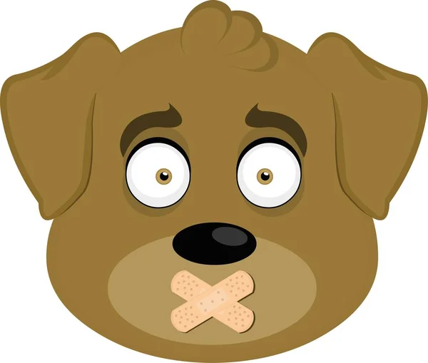 Vector Illustration Emoticon Face Cartoon Dog Adhesive Band Mouth — Stockový vektor