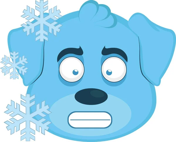 Emoticon Vetorial Ilustração Rosto Cão Desenho Animado Congelado — Vetor de Stock