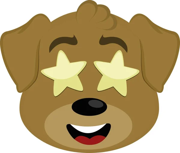 Vector Illustration Cartoon Dog Face Eyes Form Stars — Stockový vektor